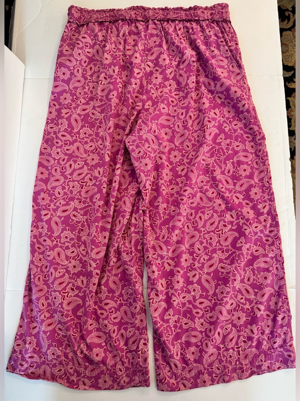 Knox Rose Pink Floral Paisley Wide-Leg Boho Pants, Cotton Blend- size XXL - Picture 3 of 9